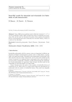 Swan-like results for binomials and trinomials over finite fields of odd