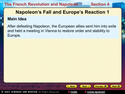Napoleon`s Fall and Europe`s Reaction 1