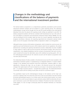 Changes in the methodology and classifications of the balance of