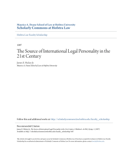 The Source of International Legal Personality in the 21st Century
