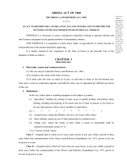 ORISSA ACT OF 1960