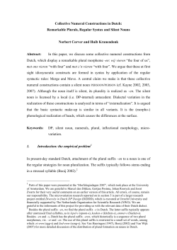Collective Numeral Constructions in Dutch: Remarkable Plurals