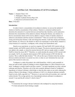 Acid Base Lab : Determination of CaCO3 in toothpaste