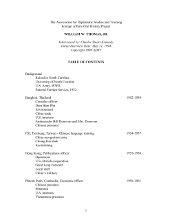 1 The Association for Diplomatic Studies and Training Foreign