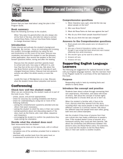Orientation and Conferencing Plan Stage 3