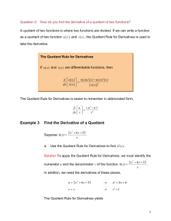 How do you find the derivative of a quotient of two