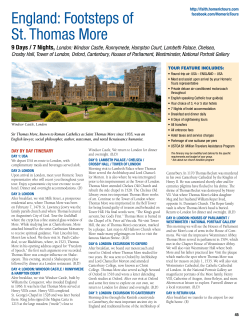 England: Footsteps of St. Thomas More
