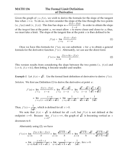 MATH 136 The Formal Limit Definition of Derivative