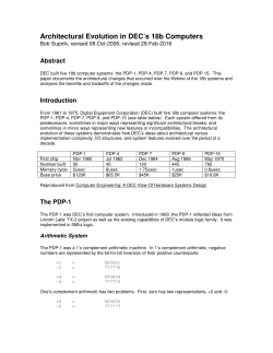 Architectural Evolution in DEC`s 18b Computers - SimH