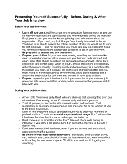 Presenting Yourself Successfully - Before