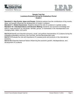 Sample Task Set Louisiana Economy during the Antebellum Period