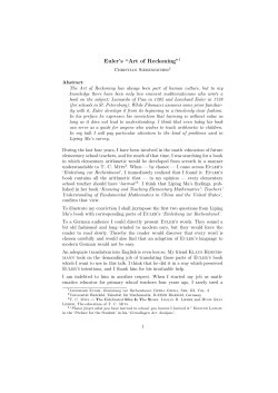 “Art of Reckoning”1 - Fakultät für Mathematik