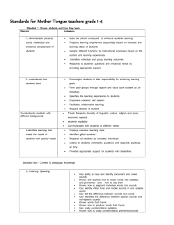 Standards for Mother Tongue teachers grade 1-4
