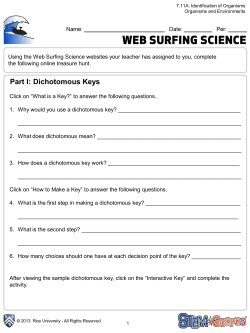 Part I: Dichotomous Keys