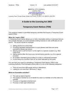 A Guide to the Licensing Act 2003 Temporary Event Notices (TEN)