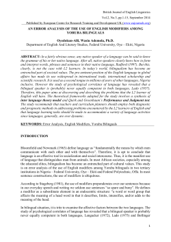 AN ERROR ANALYSIS OF THE USE OF ENGLISH MODIFIERS