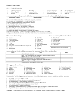 Chapter 15 Study Guide As you read about Fascist policies, note
