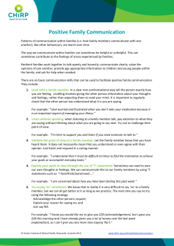 Positive Family Communication - Hunter Institute of Mental Health