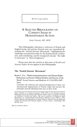 a selected bibliography on current issues in humanitarian action