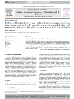Evidence childhood epidemics of type 1 and type 2 diabetes are