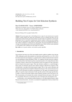 Building Text Corpus for Unit Selection Synthesis