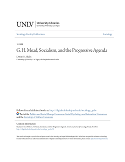 GH Mead, Socialism, and the Progressive Agenda