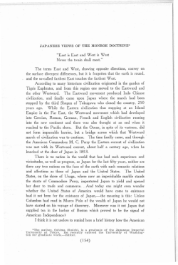 JAPANESE VIEWS OF THE MONROE DOCTRINE* "East is East