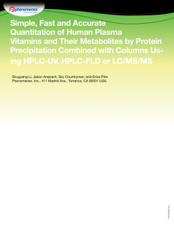 Simple, Fast and Accurate Quantitation of Human Plasma Vitamins