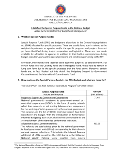 Note on the Special Purpose Funds Released - Oct 2013
