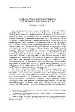 LITERACY AND BIBLICAL KNOWLEDGE: THE VICTORIAN AGE