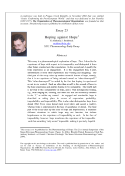 Hoping against Hope - By Anthony J. Steinbock