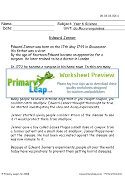 Edward Jenner - Primary Leap Worksheets.