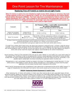 One Point Lesson for Tire Maintenance