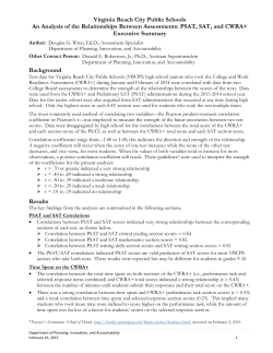 An Analysis of the Relationships Between Assessments: PSAT, SAT