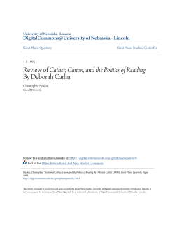 Review of Cather, Canon, and the Politics of Reading By Deborah