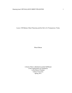 Off-Balance Sheet Financing and the Strive for Transparency Today