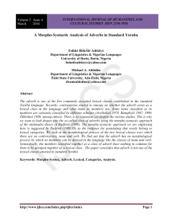 A Morpho-Syntactic Analysis of Adverbs in Standard Yoruba