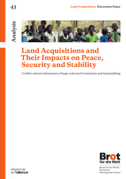 Land Acquisitions and Their Impacts on Peace