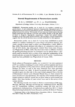 Steroid Requirements of Paramecium aurelia