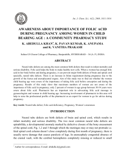 awareness about importance of folic acid during pregnancy among