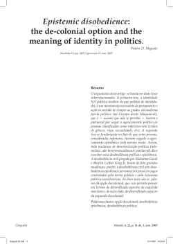 Epistemic disobedience: the de-colonial option and the meaning of