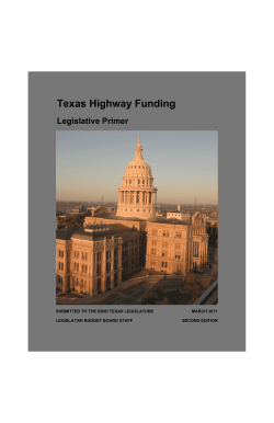 Texas Highway Funding - Legislative Budget Board
