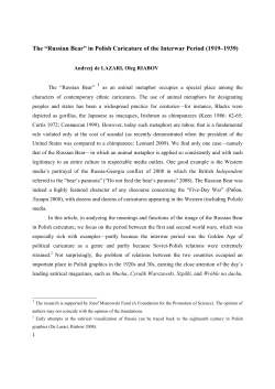 The &ldquo;Russian Bear&rdquo; in Polish Caricature of the Interwar Period (1919