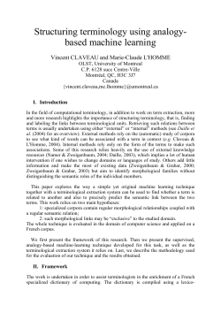 Structuring terminology by analogy machine learning