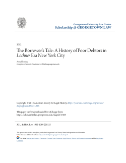 The Borrower`s Tale: A History of Poor Debtors in Lochner Era New