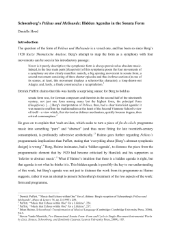 Pelleas und Melisande: Hidden Agendas in the Sonata Form