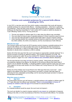 Children and custodial sentences for a second knife offence A
