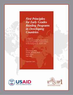 First Principles for Early Grades Reading Programs