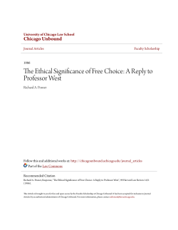 The Ethical Significance of Free Choice: A Reply to Professor West