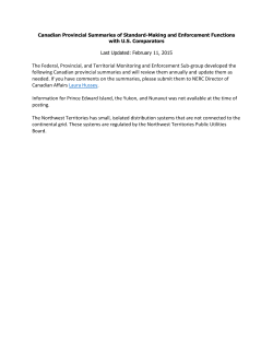 canadian provincial summaries of standard-making and